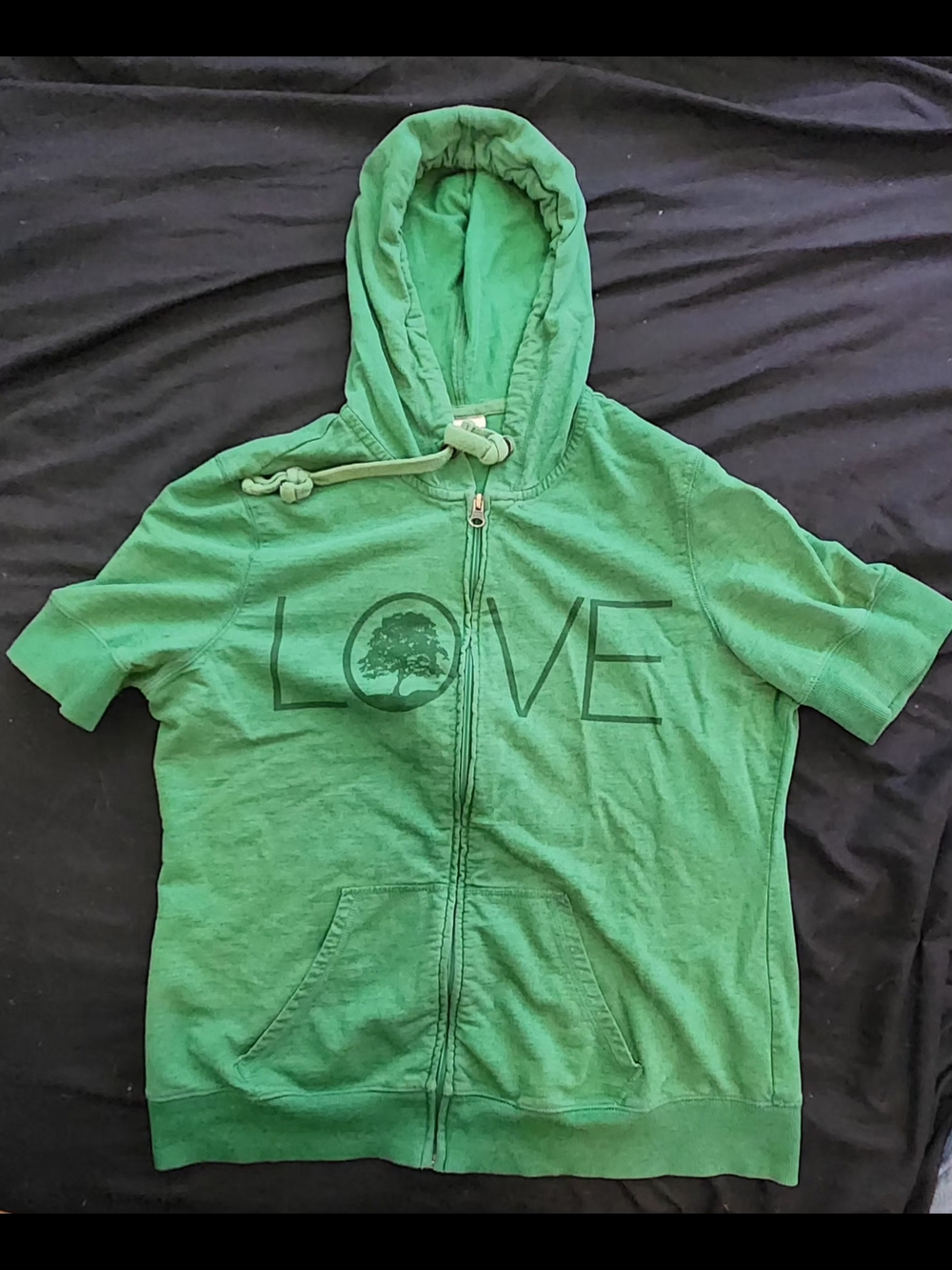 Mossimo Supply Co. Green 'LOVE' Short-Sleeve Zip Hoodie